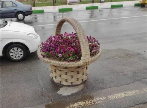 گلدان زیبای طرح سبد فایبرگلاس
