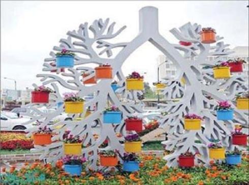 گلدان طبقاتی طرح درخت فایبرگلاس