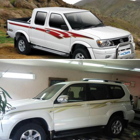 خط کشی برچسب استیکر بدنه نیسان پیکاپ ریچ