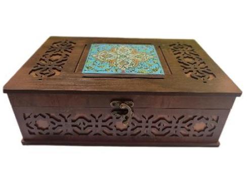 جعبه چوبی دمنوش تیبگ خشکبار 1 کاشی ملامینه مدل D14