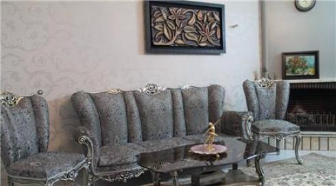 مبل و ناهار  استیل 9 نفره نقره ای +ویترین( ست کامل