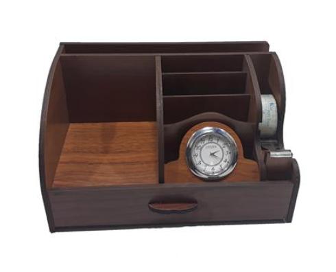 جعبه اداری رومیزی چوبی ست اداری ساعت دار