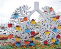 گلدان طبقاتی طرح درخت فایبرگلاس