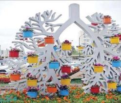 گلدان طبقاتی طرح درخت فایبرگلاس